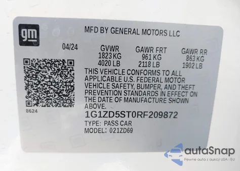 2024 Chevrolet Malibu Fwd 1Lt from USA, damaged, VIN 1G1ZD5ST0RF209872